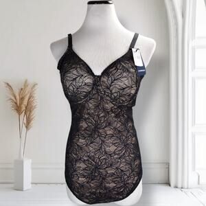 Leonisa Lace Shaping Bodysuit Underwire Black Shapewear NWT Womens XL